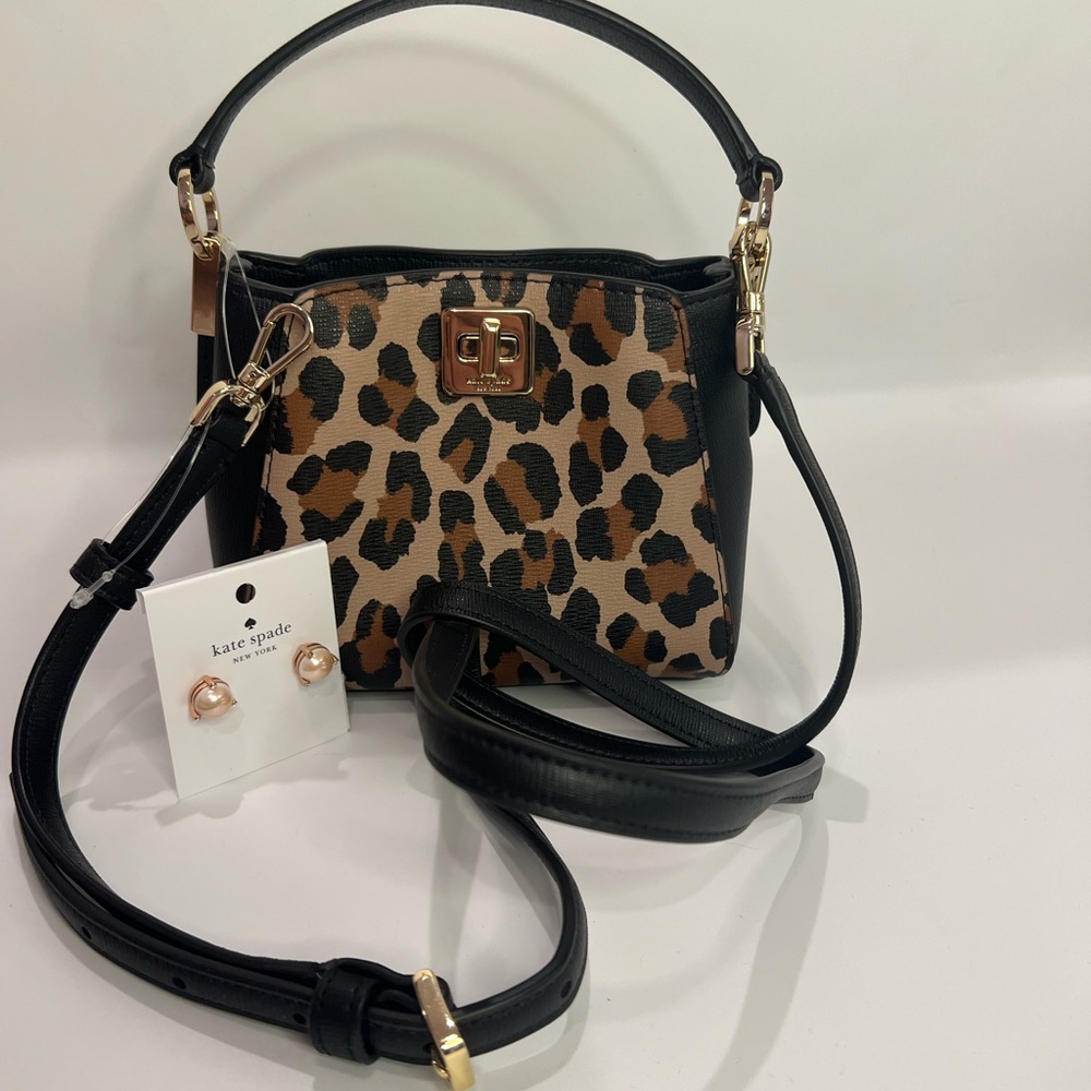 Kate Spade Black and Brown Leopard Crossbody Bag